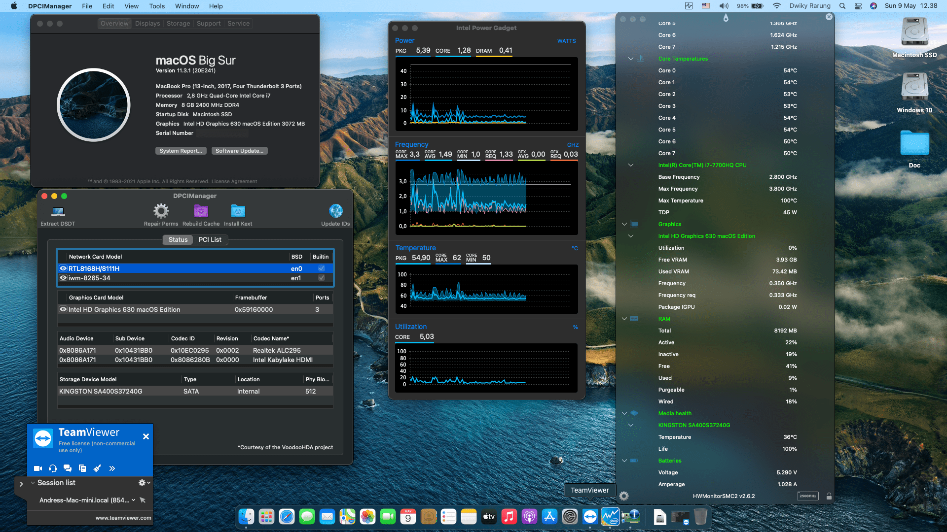Success Hackintosh macOS Big Sur 11.3.1 Build 20E241 at Asus ROG GL503VD-FY285T